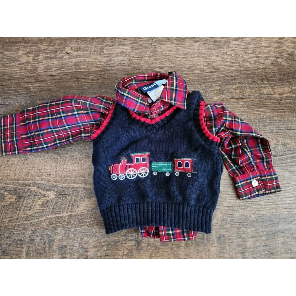 Boys 12 Mo Plaid Shirt & Vest - Christmas Photo Shoot!!